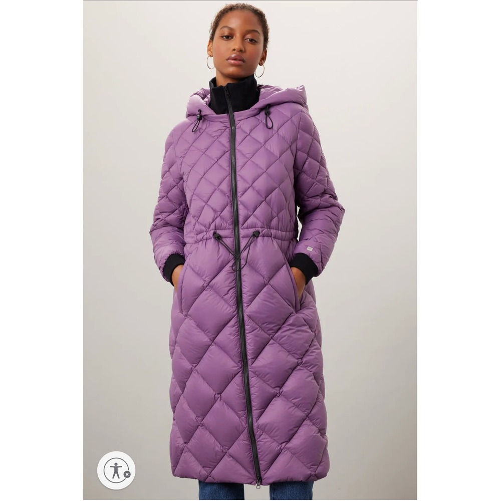Soia & Kyo Aime Down Puffer Coat Purple Diamond Quilted Hooded Women Sz M